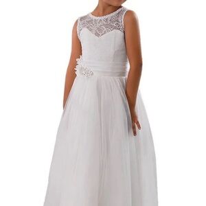 Elegant White Lace Kids Formal Gown